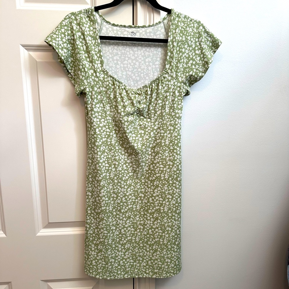Green Floral Mini Dress